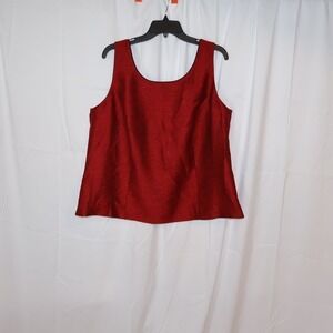 Kaspar Women 16 W Sleeveless Dress top, Red with sequin trim.